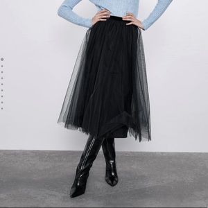 ZARA Tulle Skirt with Polka Dots